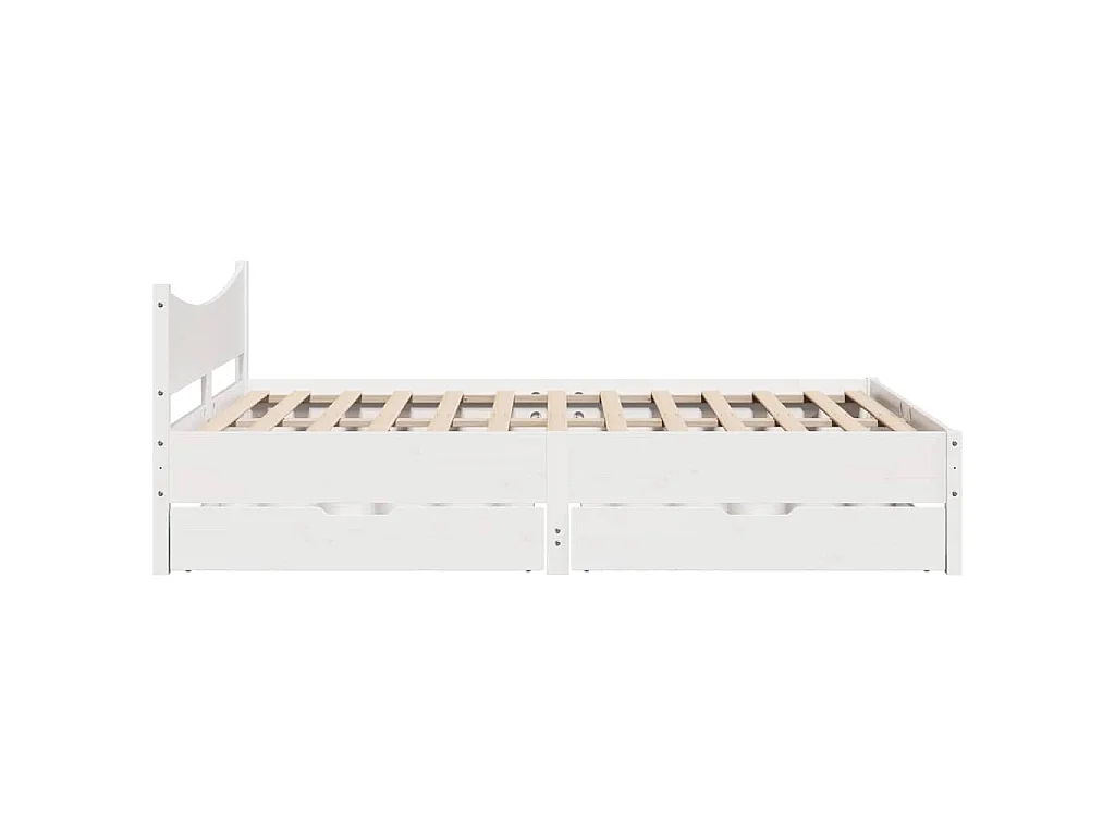 Cadre de lit avec tiroirs blanc 135x190 cm bois de pin massif