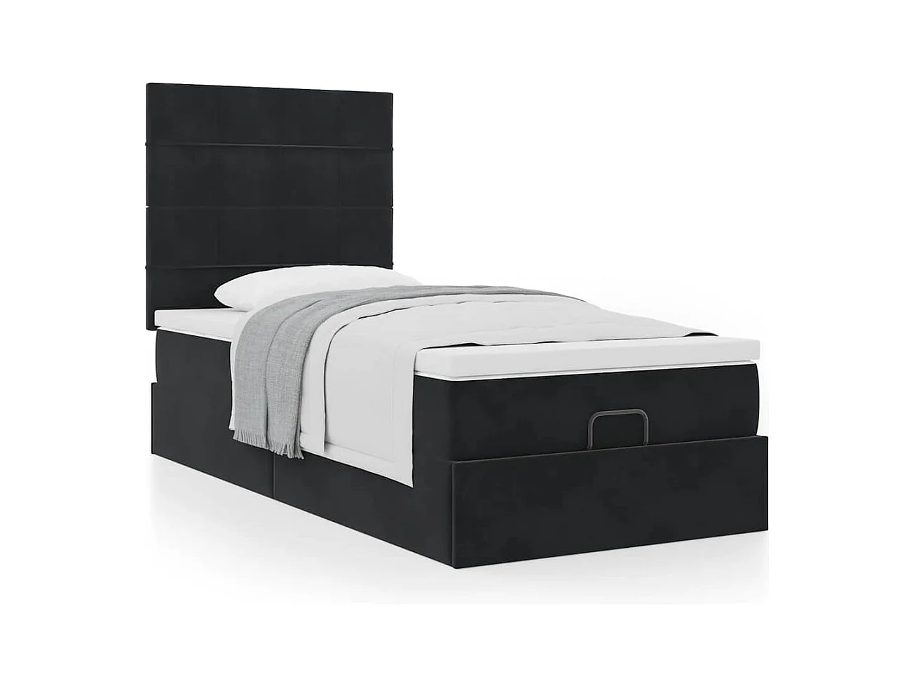 Ottoman-Bett mit Matratzen Schwarz 80x200 cm Samt
