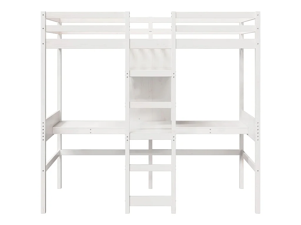 Hoogslaper zonder matras massief grenenhout wit 80x200 cm