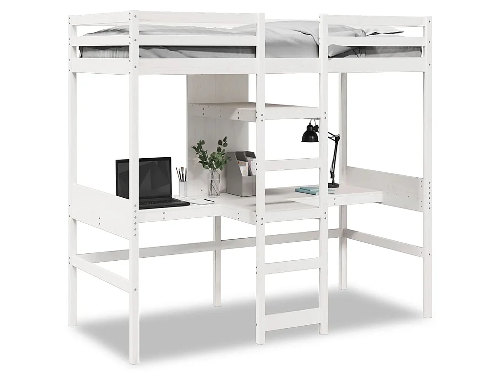 Hoogslaper zonder matras massief grenenhout wit 80x200 cm