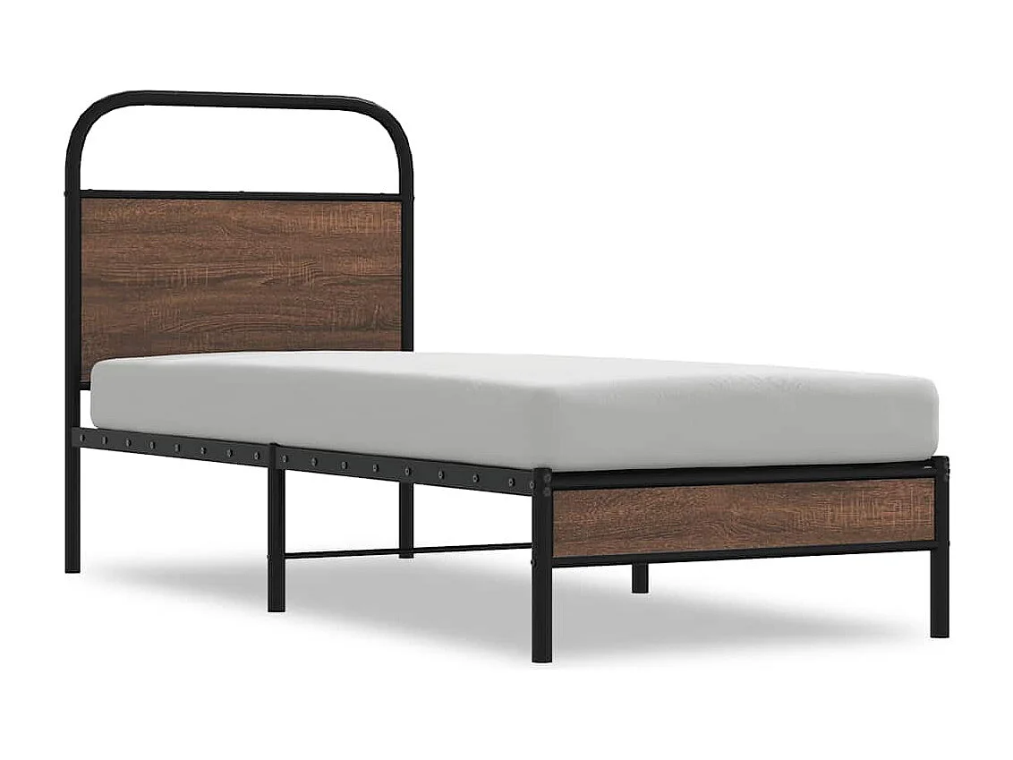 Bettgestell ohne Matratze 75x190 cm Braun Eichen-Optik