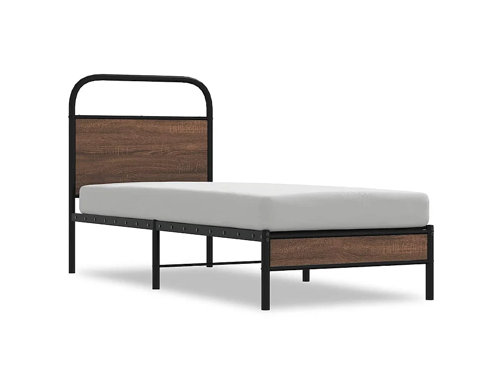 Cadre de lit sans matelas 75x190cm chêne marron bois ingénierie