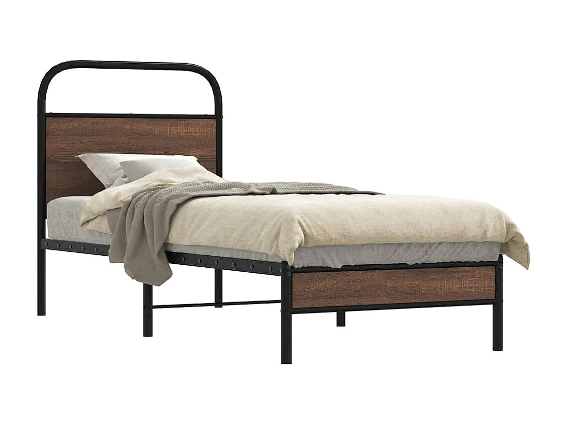 Cadre de lit sans matelas 75x190cm chêne marron bois ingénierie