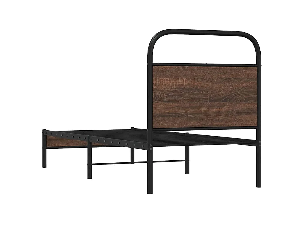 Cadre de lit sans matelas 75x190cm chêne marron bois ingénierie