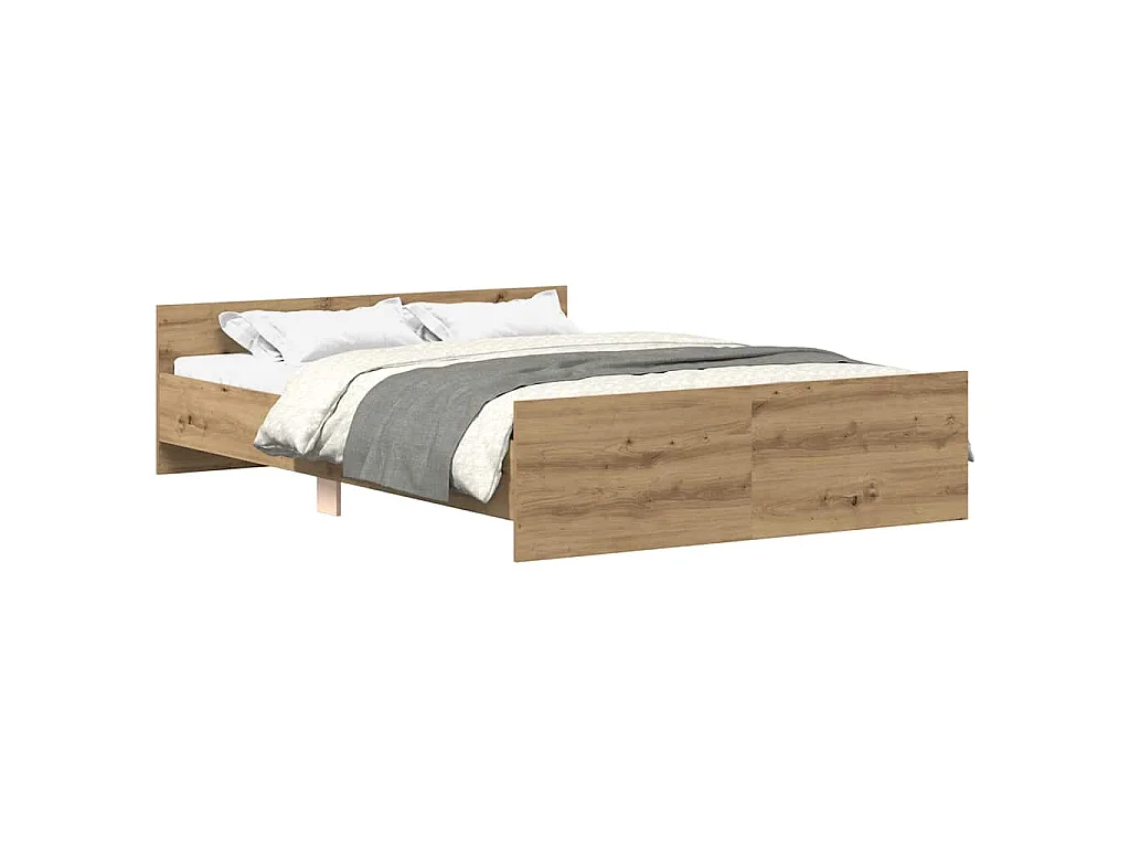 Estrutura de cama sem colchão 135x190 cm carvalho artesanal