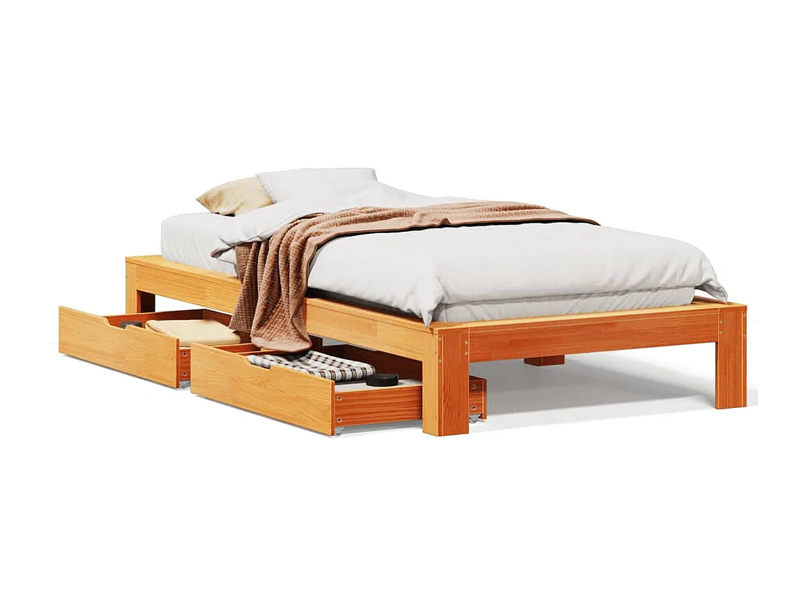 Letto senza Materasso Marrone Cera 75x190 cm in Legno di Pino