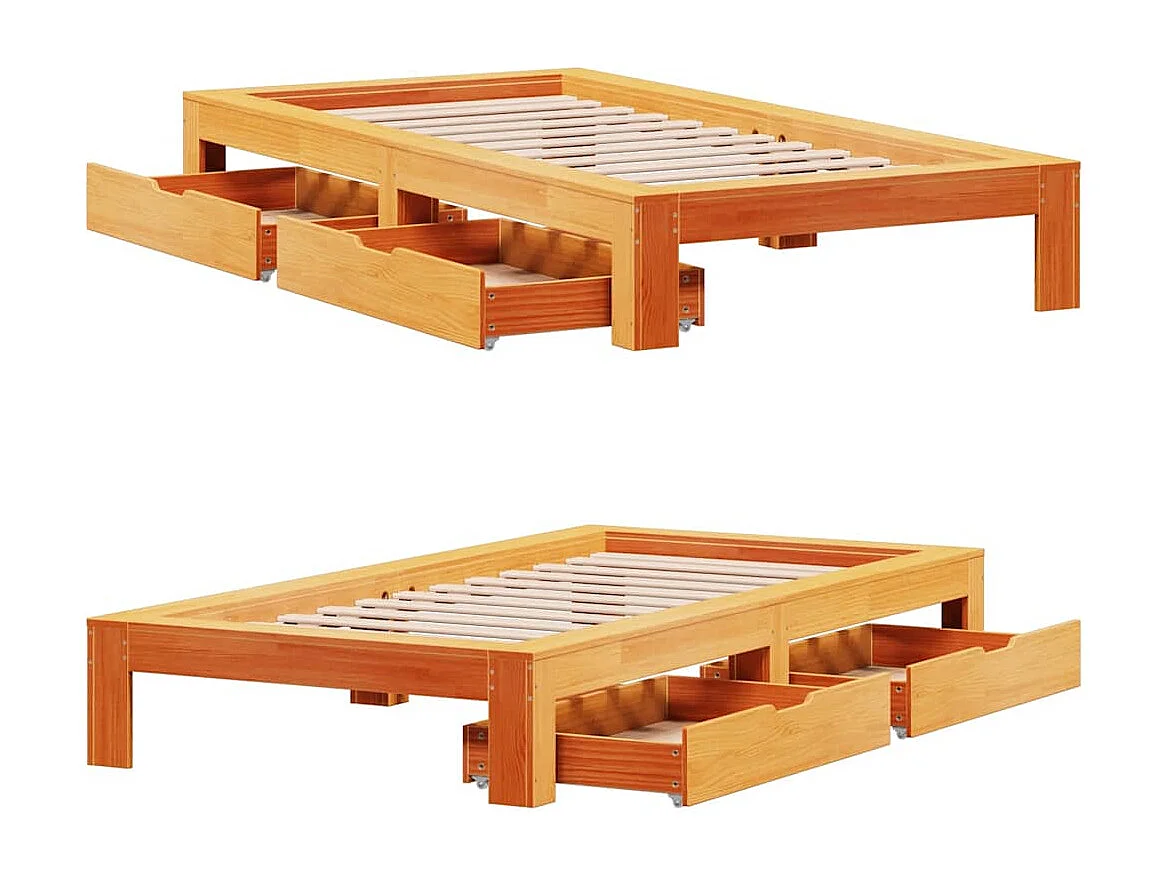 Letto senza Materasso Marrone Cera 75x190 cm in Legno di Pino