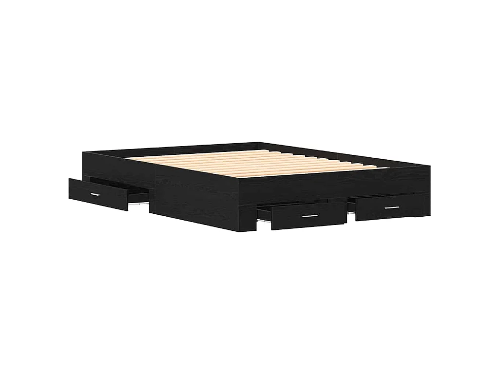 Cadre de lit Chêne noir 135 x 190 cm Bois d'ingénierie