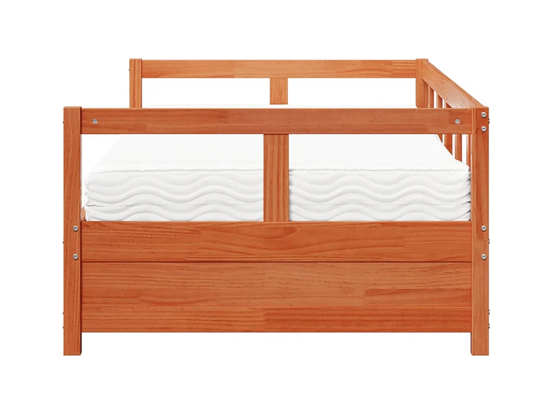 Lit de jour avec matelas cire marron 80x200 cm bois pin massif
