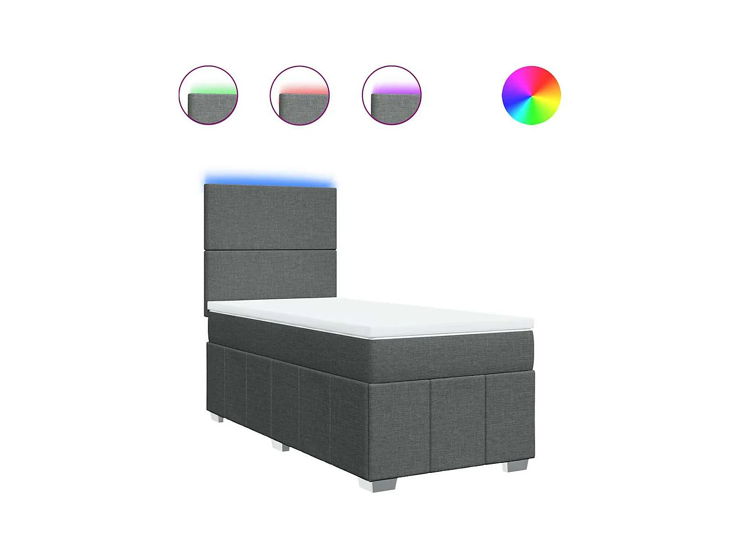 Sommier à lattes de lit avec matelas Gris foncé 80x200 cm Tissu