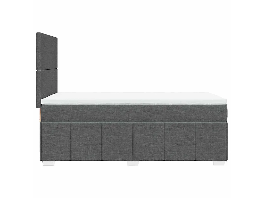 Cama box spring con colchón tela gris oscuro 80x200 cm