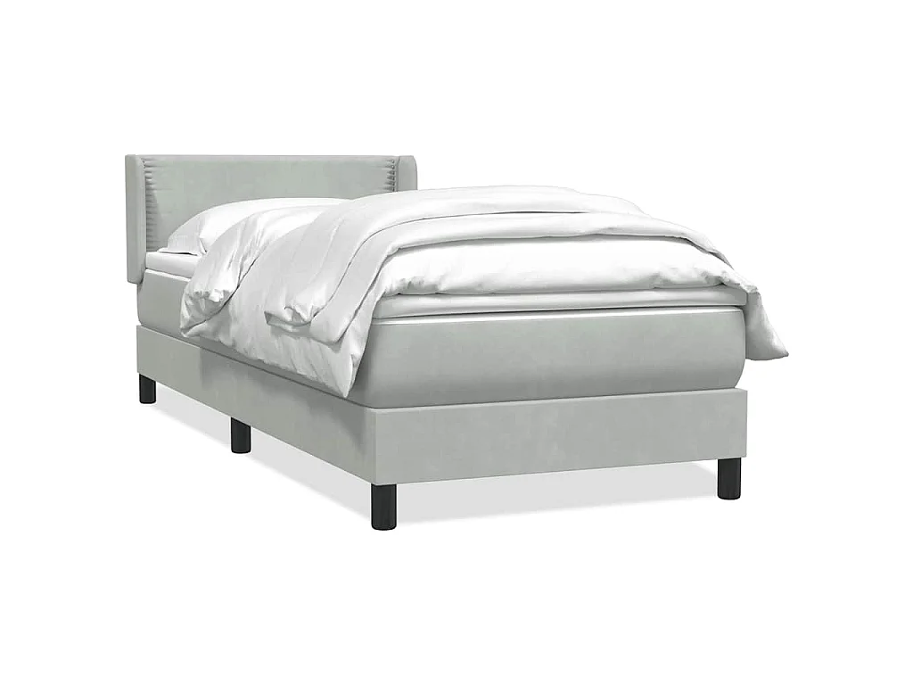 Boxspringbett mit Matratze Hellgrau 80x210 cm Samt