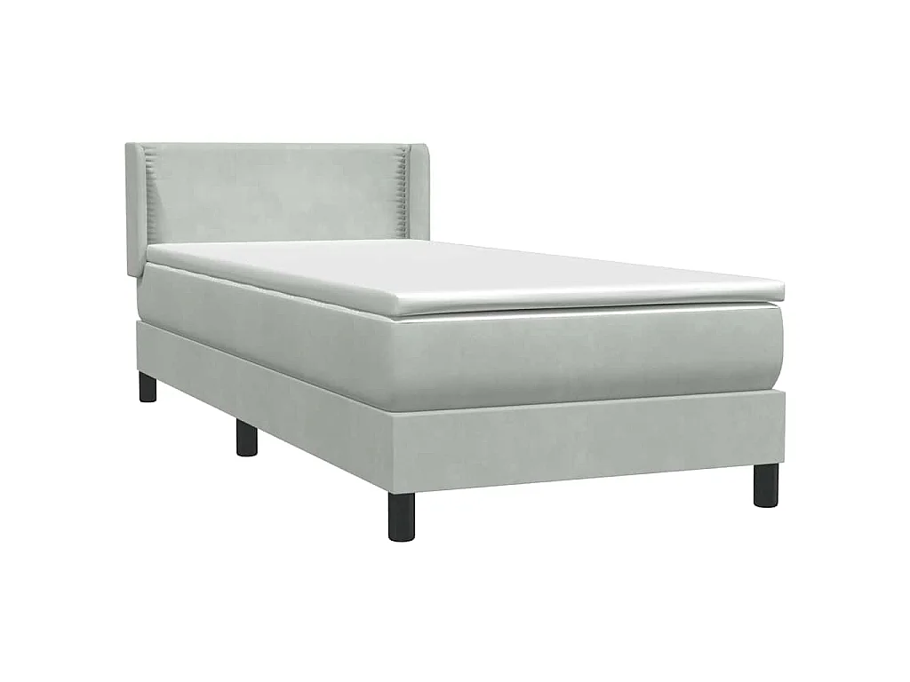 Boxspringbett mit Matratze Hellgrau 80x210 cm Samt