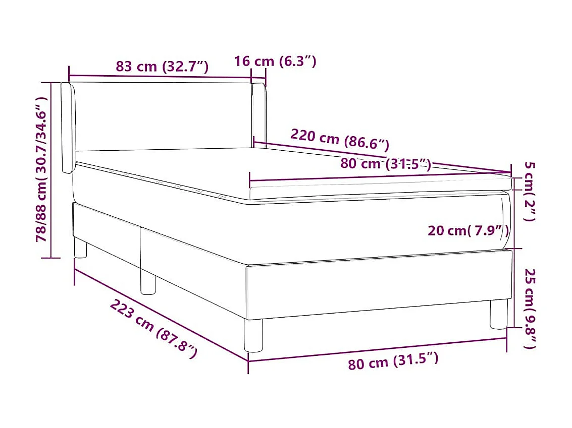 Boxspring met matras fluweel donkerblauw 80x220 cm