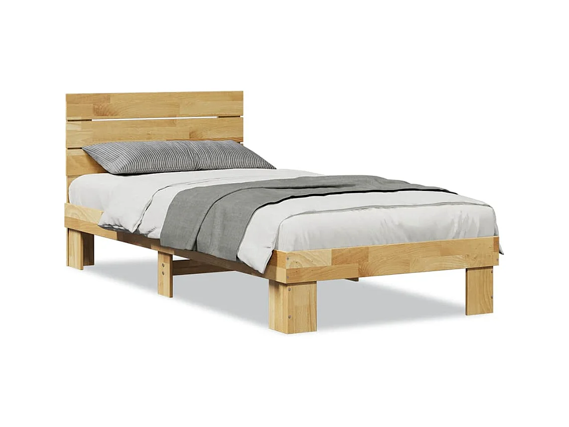 Massivholzbett mit Kopfteil ohne Matratze 80x200 cm Eichenholz