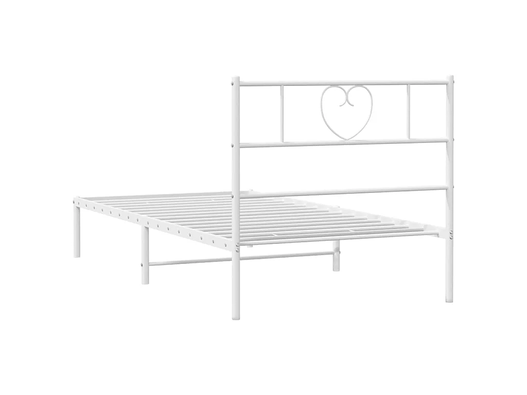 Cadre de lit métal sans matelas avec tête de lit blanc 80x200cm