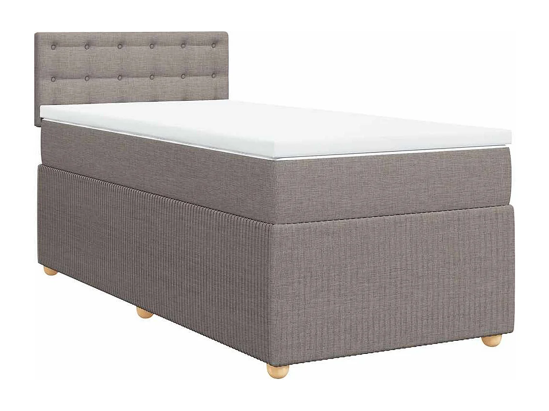 Cama box spring con colchón tela gris taupe 80x200 cm