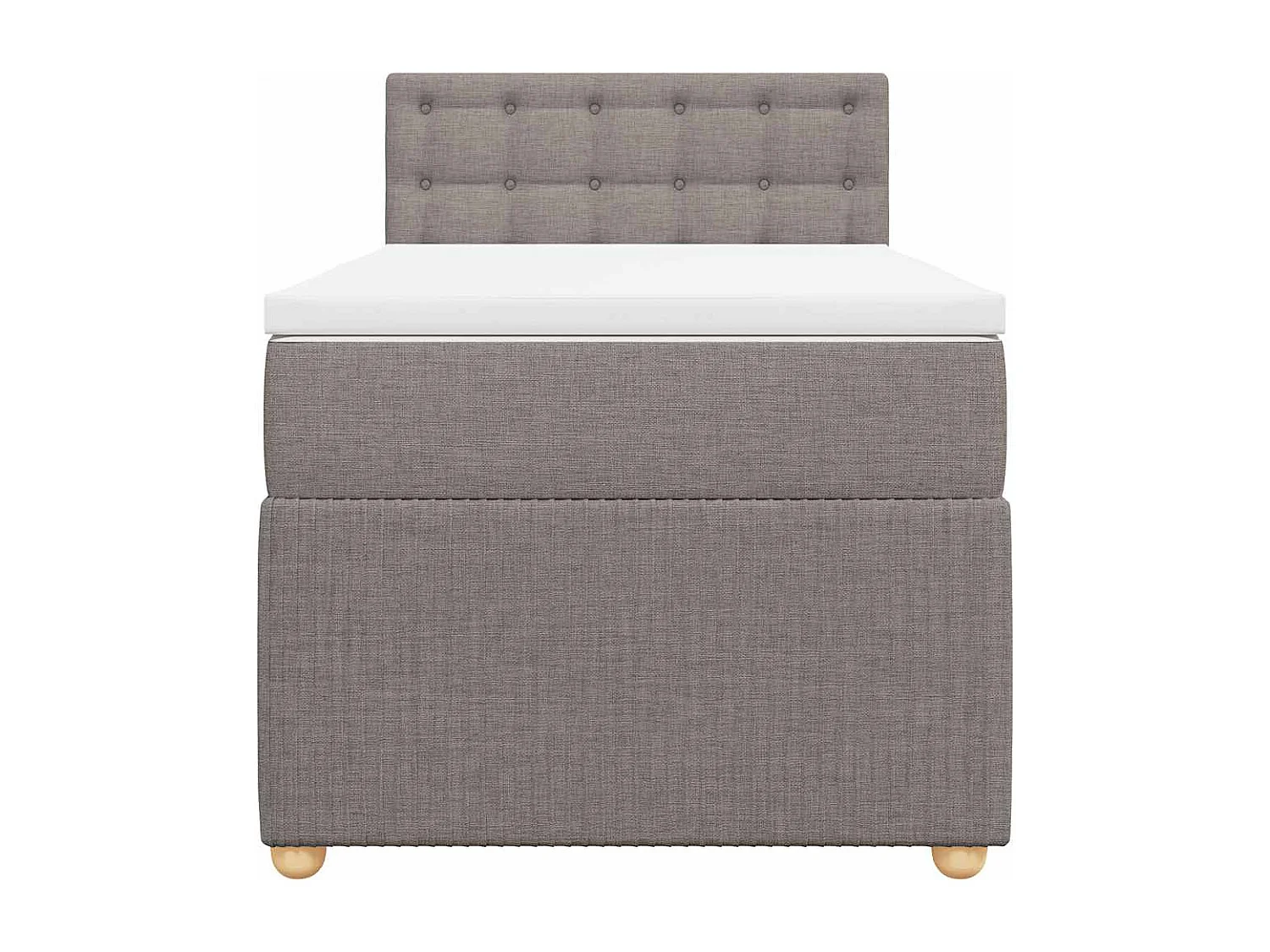 Cama box spring con colchón tela gris taupe 80x200 cm