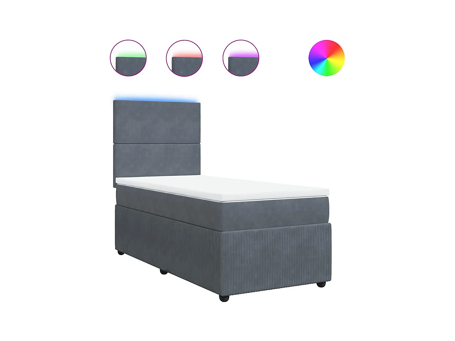 Giroletto a Molle con Materasso Grigio Scuro 80x200 cm Velluto