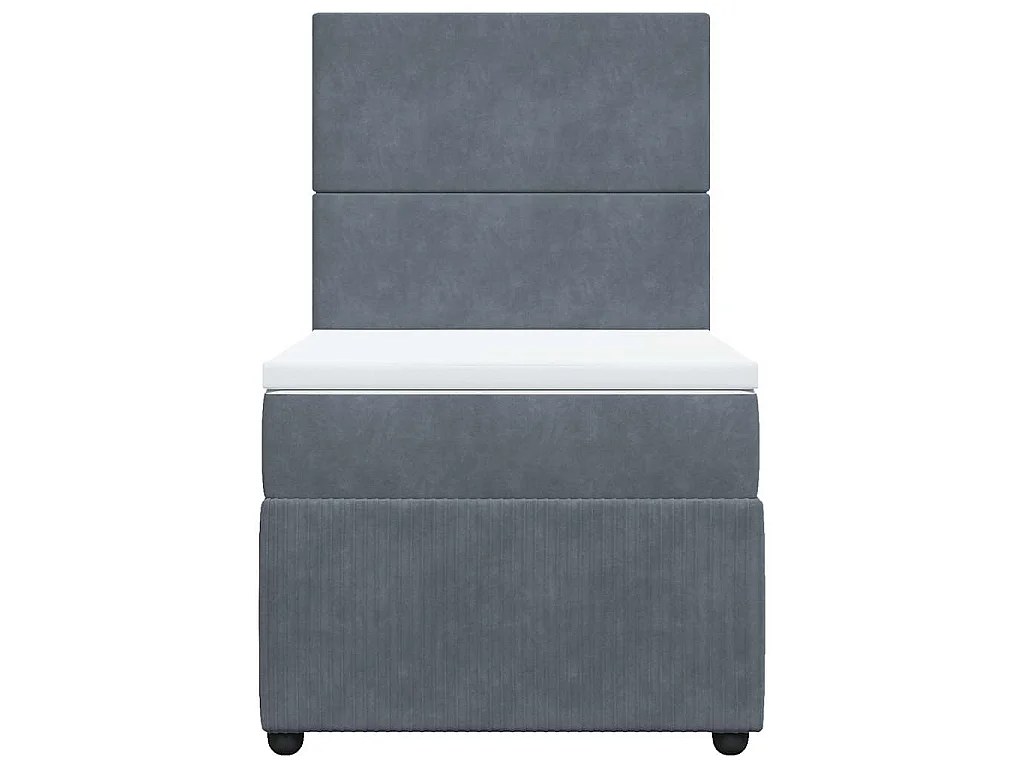 Cama box spring con colchón terciopelo gris oscuro 80x200 cm