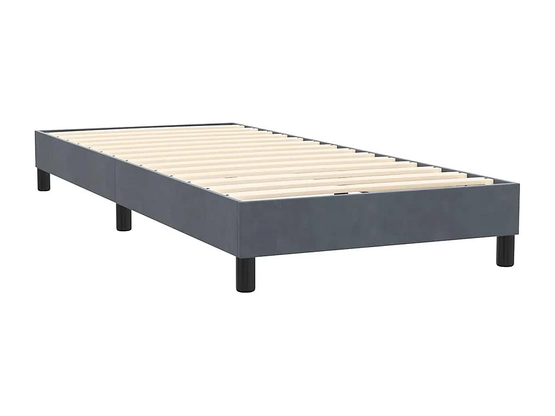 Cama box spring con colchón y LED terciopelo gris oscuro 80x220 cm