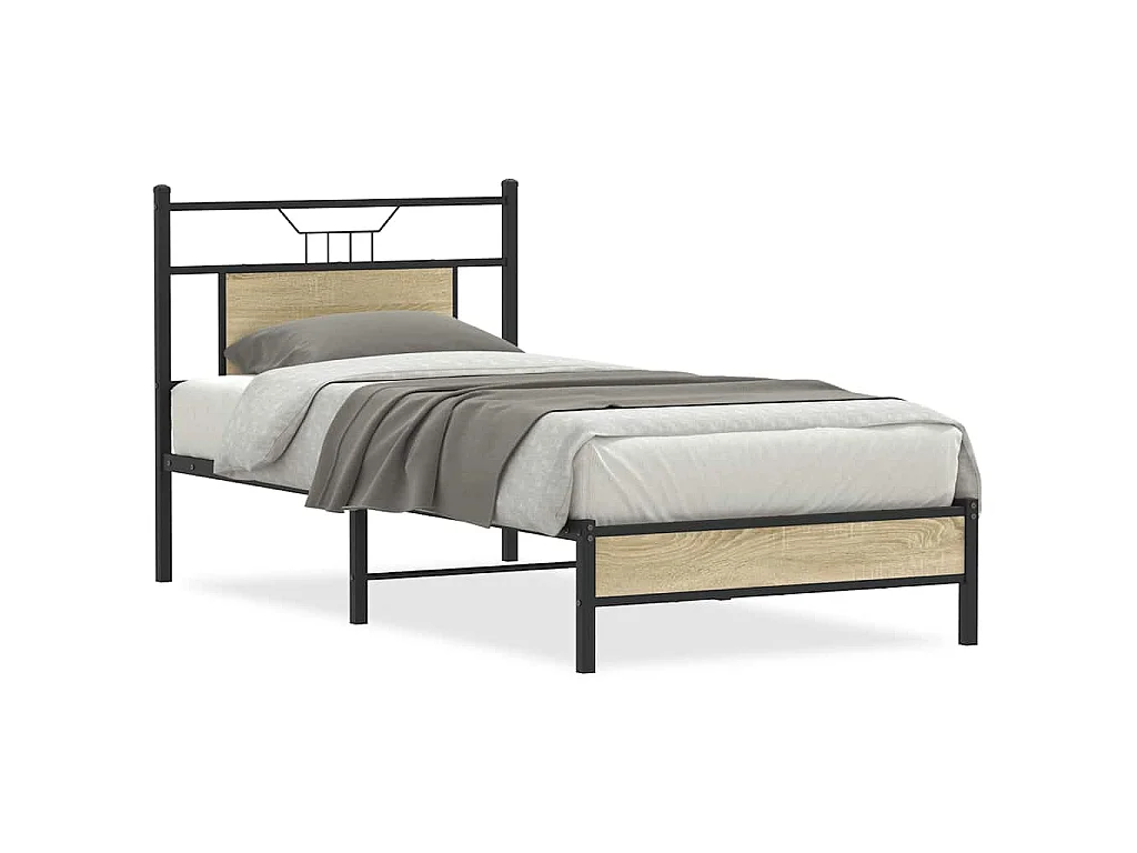 Cadre de lit sans matelas chêne sonoma 75x190 cm