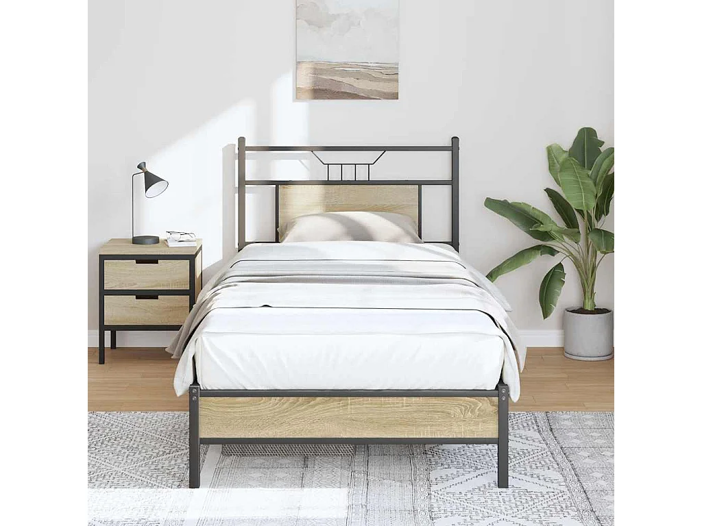 Cadre de lit sans matelas chêne sonoma 75x190 cm