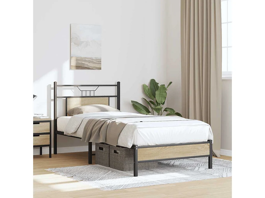 Cadre de lit sans matelas chêne sonoma 75x190 cm