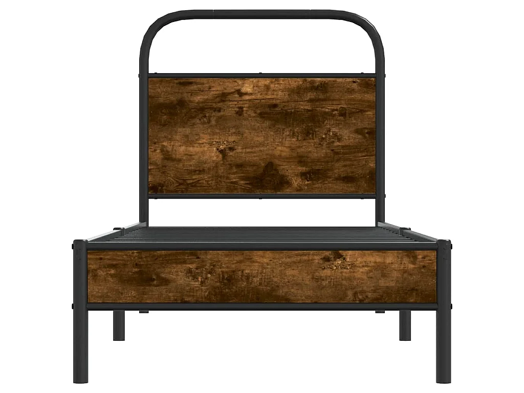 Cadre de lit sans matelas chêne fumé 75x190cm bois d'ingénierie