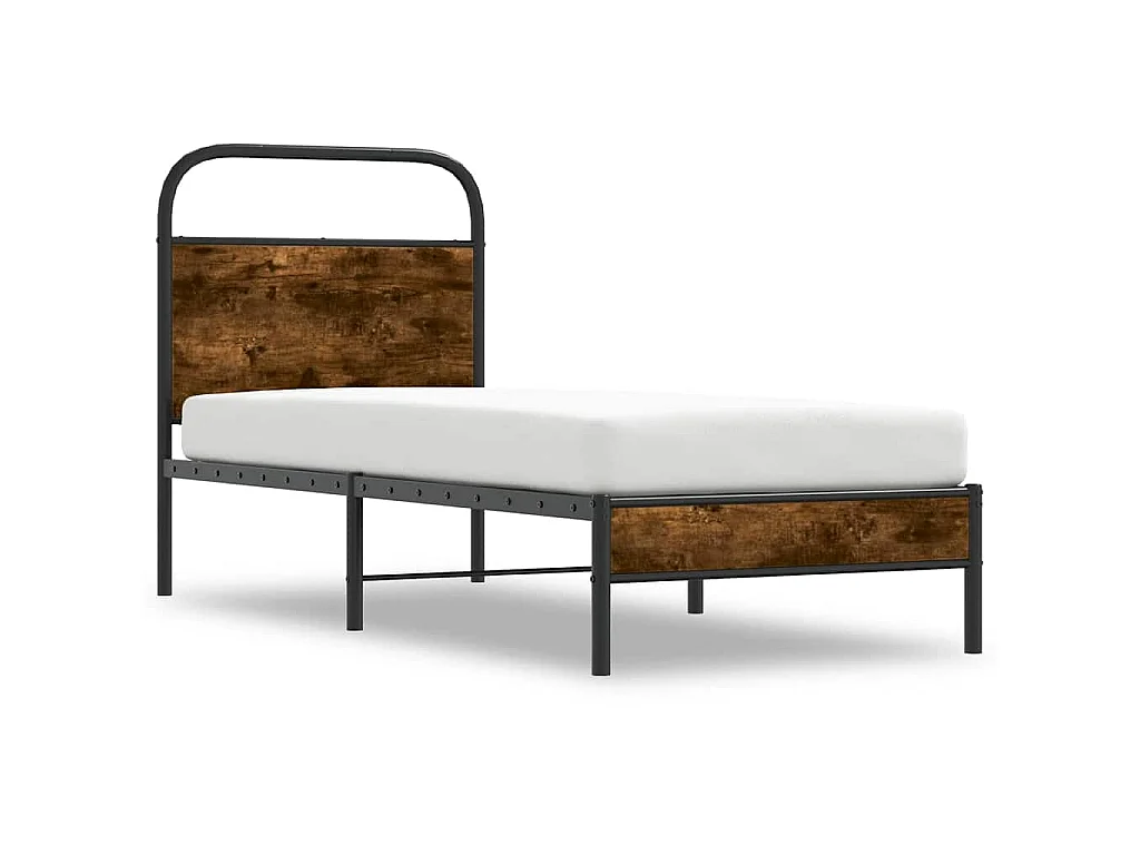 Cadre de lit sans matelas chêne fumé 75x190cm bois d'ingénierie