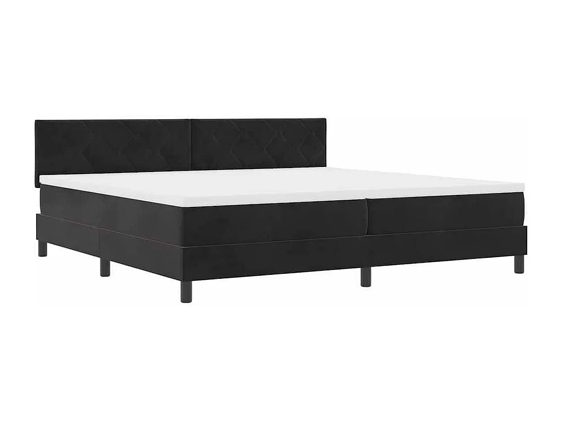 Cama Box com colchão com cabeceira Preto 200 x 200 cm Veludo