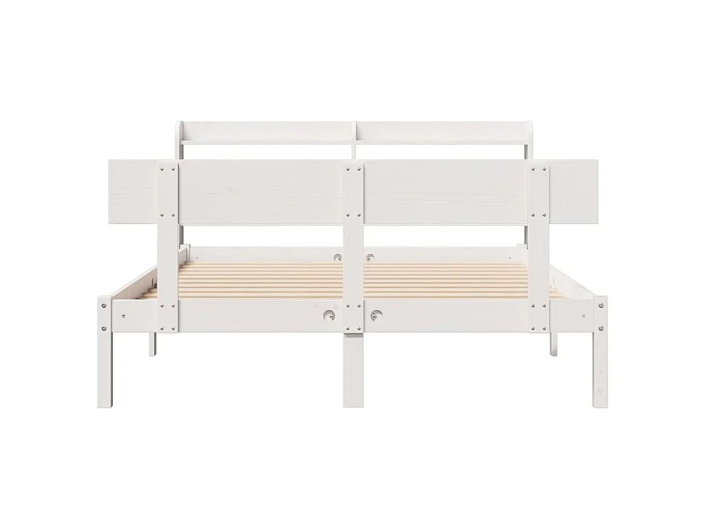 Bedframe zonder matras massief grenenhout wit 135x190 cm