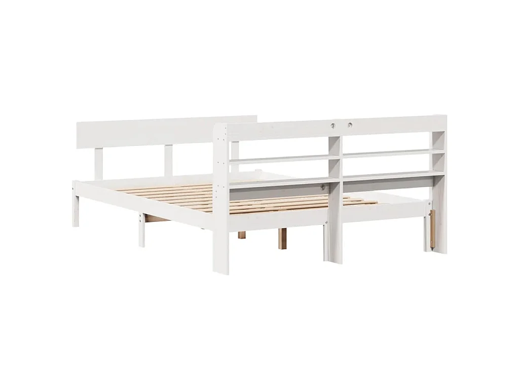 Bedframe zonder matras massief grenenhout wit 135x190 cm