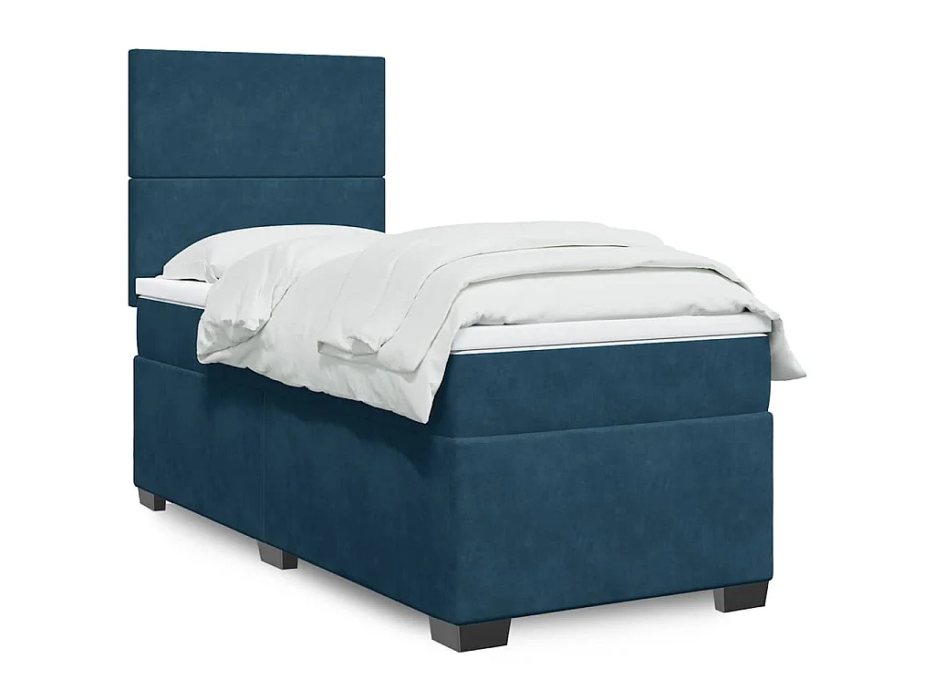 Cama boxspring com colchão 80x200 cm veludo azul