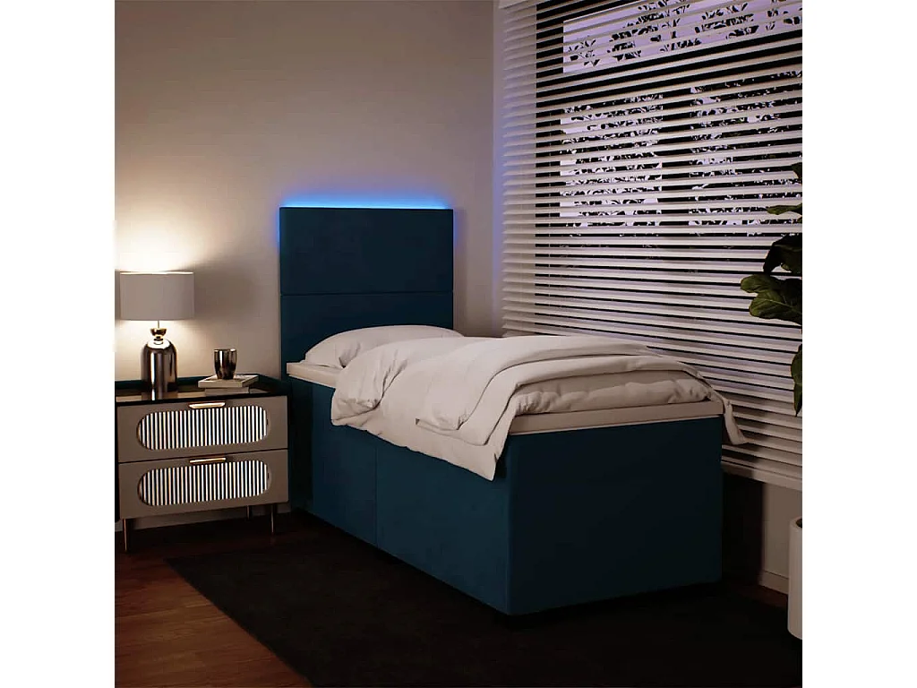 Cama boxspring com colchão 80x200 cm veludo azul