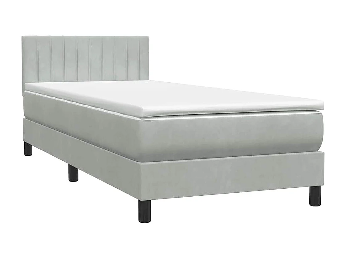 Letto a Molle con Materasso e LED Grigio Chiaro 80x210 cm Velluto