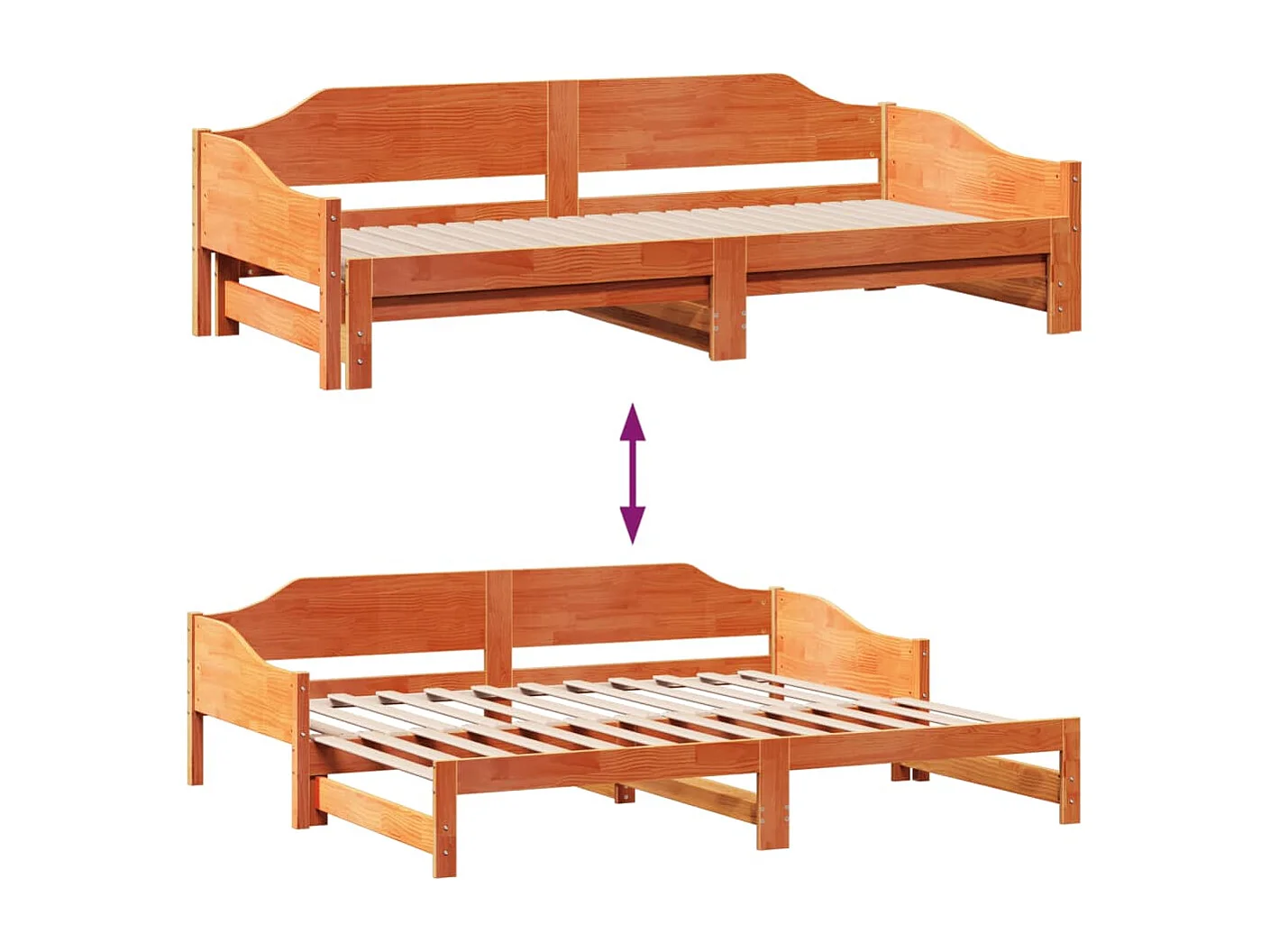 Lit de jour et lit gigogne sans matelas 80x200 cm bois massif