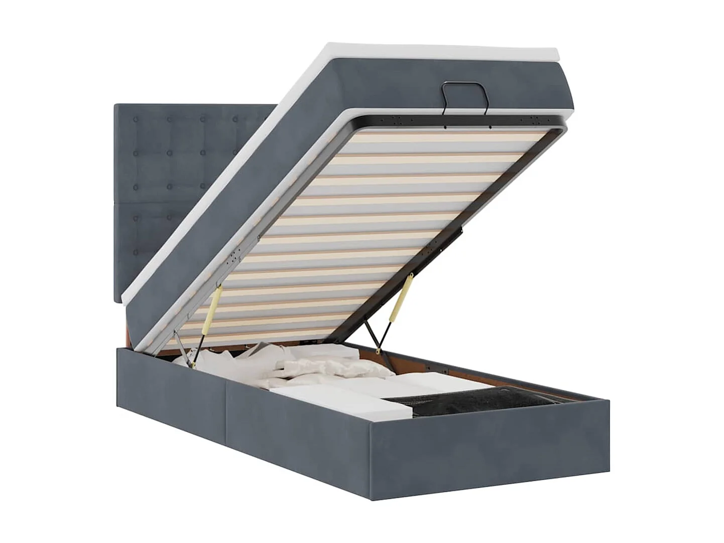 Ottoman bed met matrassen en LED's 80x200cm fluweel donkergrijs