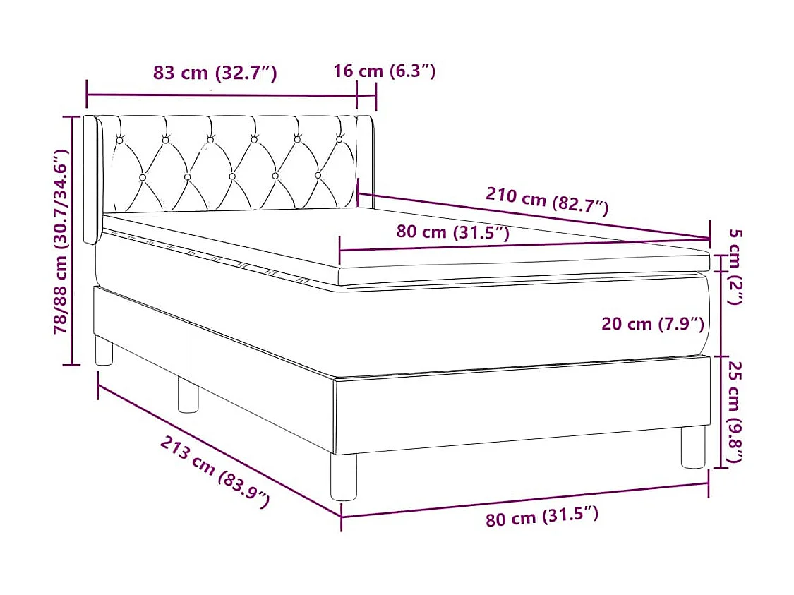 Boxspring met matras fluweel donkergroen 80x210 cm