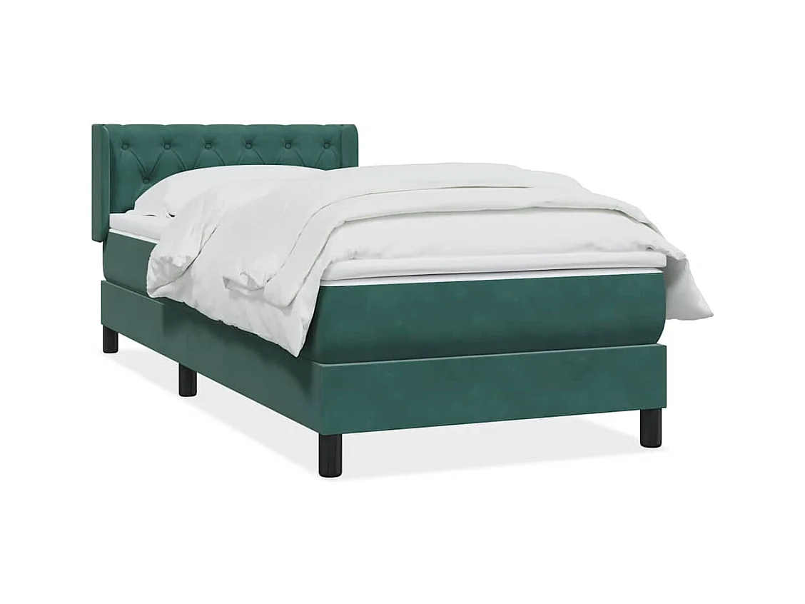 Giroletto a Molle con Materasso Verde Scuro 80x220 cm Velluto