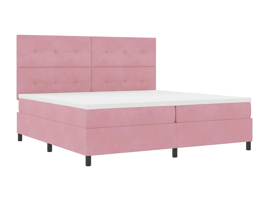 Cama Box com colchão com cabeceira Rosa 200 x 200 cm tecido