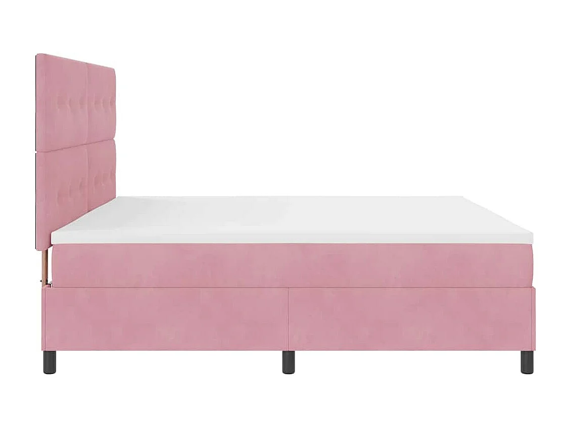 Cama Box com colchão com cabeceira Rosa 200 x 200 cm tecido