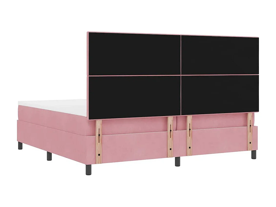 Cama Box com colchão com cabeceira Rosa 200 x 200 cm tecido