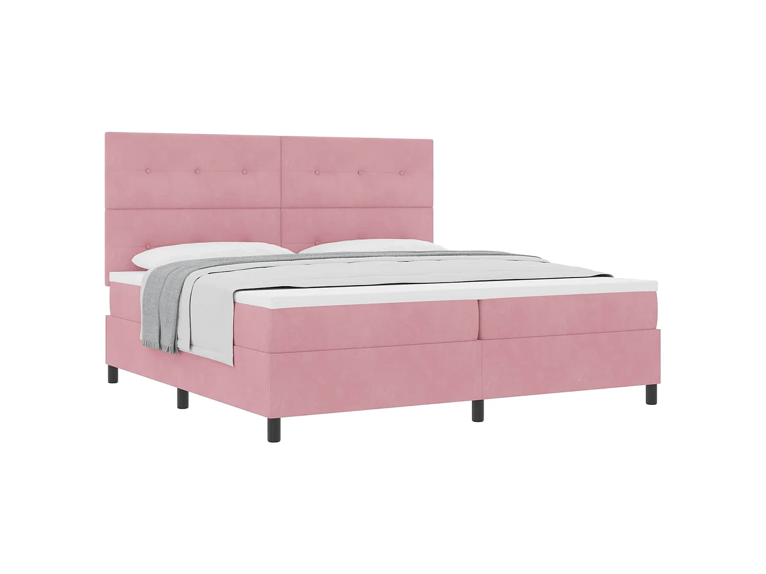 Letto a molle con testiera Rosa 200 x 200 cm Velluto