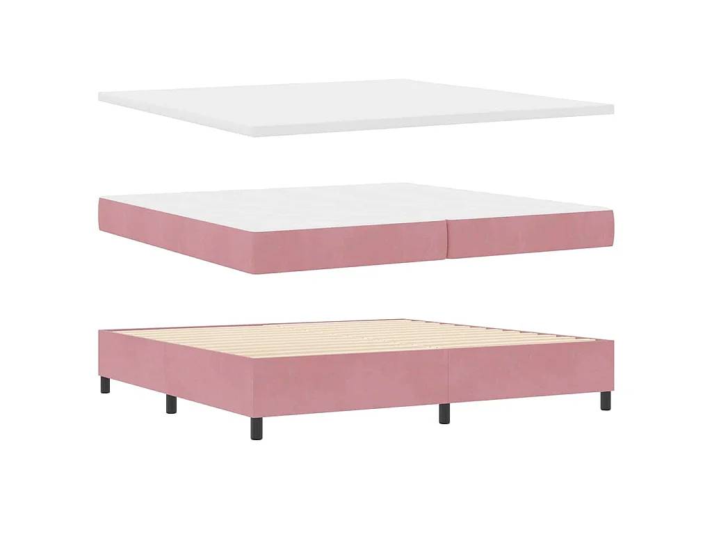Letto a molle con testiera Rosa 200 x 200 cm Velluto