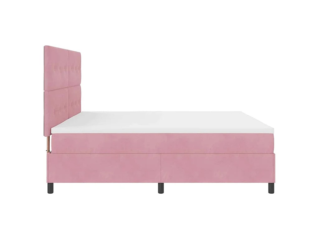 Letto a molle con testiera Rosa 200 x 200 cm Velluto