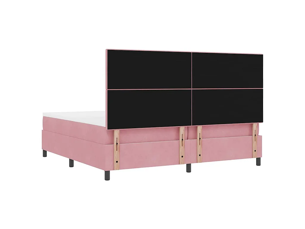 Letto a molle con testiera Rosa 200 x 200 cm Velluto