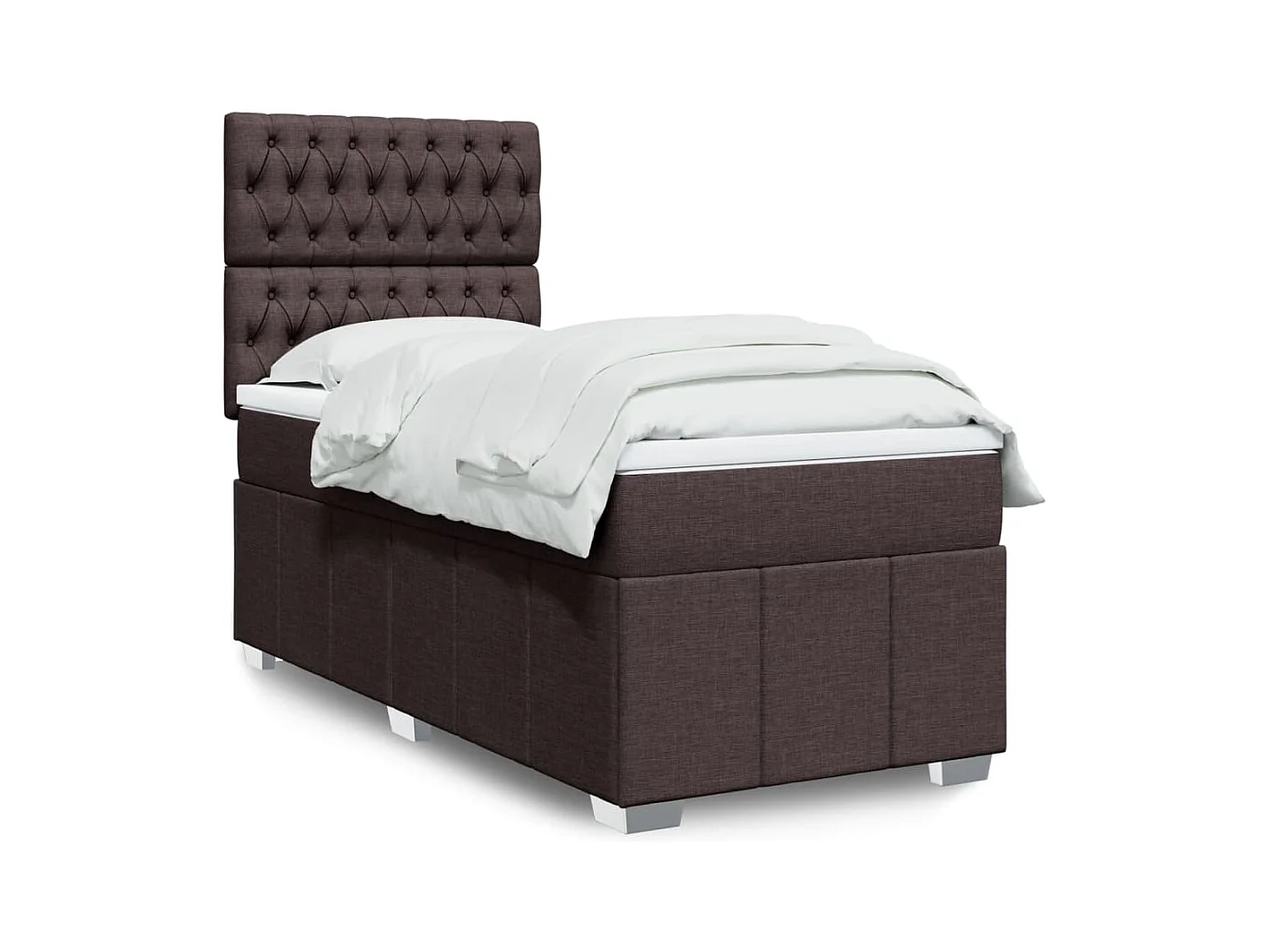 Cama com molas/colchão 80x200 cm tecido castanho-escuro