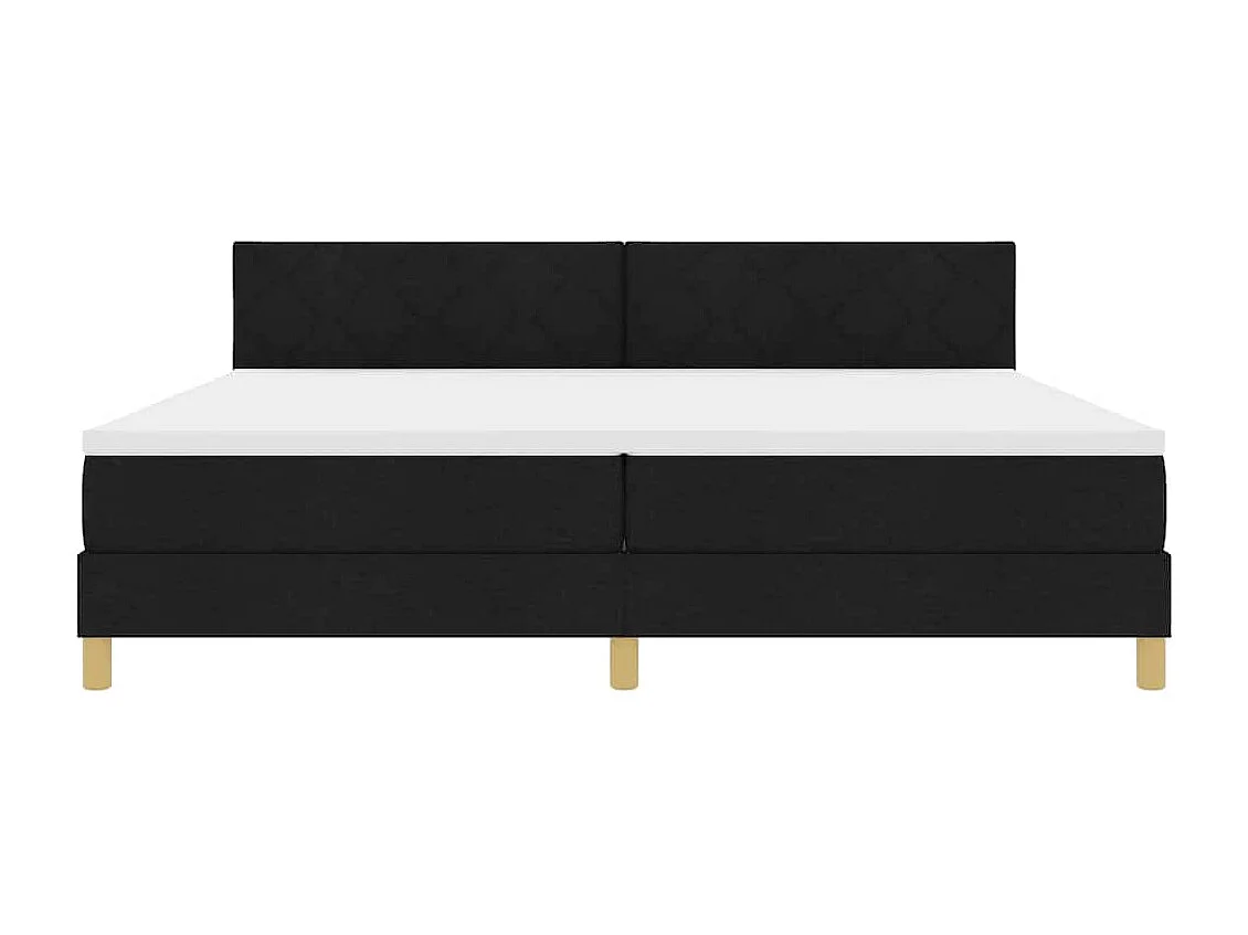 Lit à ressorts avec matelas Noir 200 x 200 cm tissu