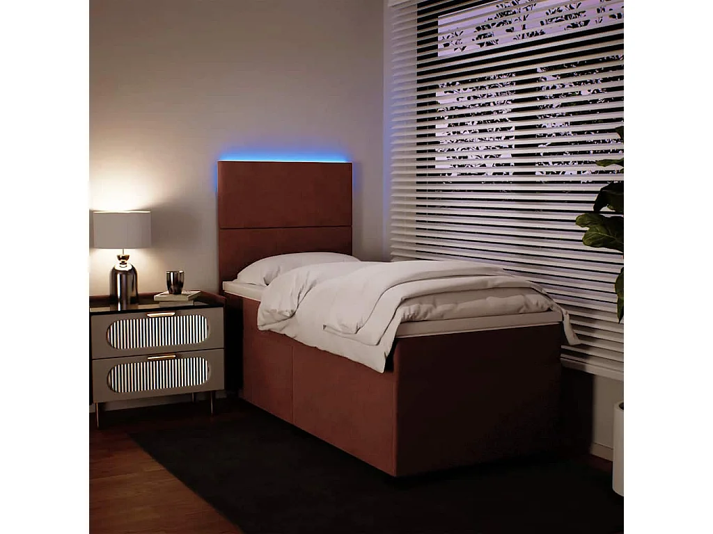 Cama box spring con colchón terciopelo rosa 80x200 cm